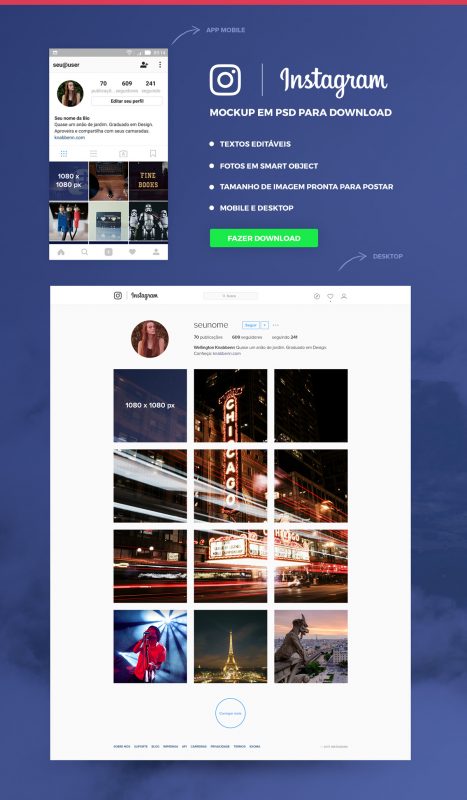 mockup de perfil do Instagram
