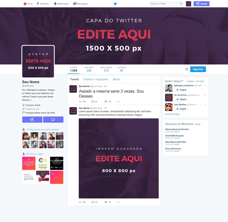 mockup perfil do Twitter