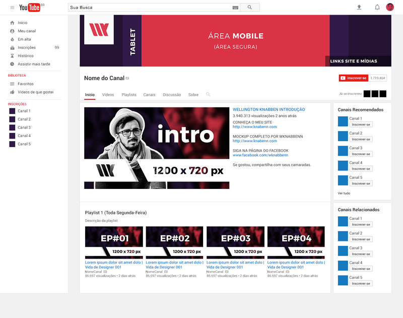 mockup canal do youtube
